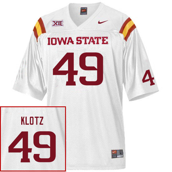 Men #49 Stevo Klotz Iowa State Cyclones College Football Jerseys Sale-White